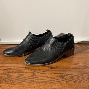 Black Leather Women’s Slip-On Shoes